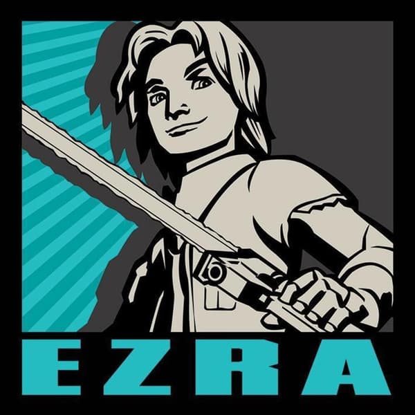 Star Wars Ezra Bridger Canvas Print Black/Blue/Cream 30cm x 30cm