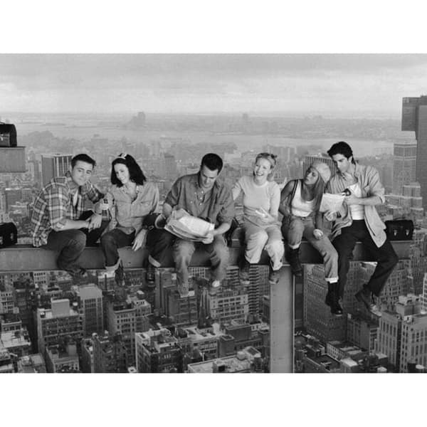 Friends Lunch On A Skyscraper Canvas Print Grey/Black 60cm x 80cm