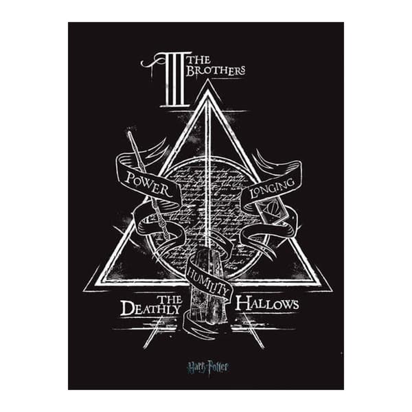 Harry Potter Deathly Hallows Canvas Print Black/White 60cm x 80cm
