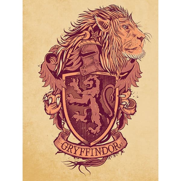 Harry Potter Gryffindor lærredsprint Cream/Red 80cm x 60cm