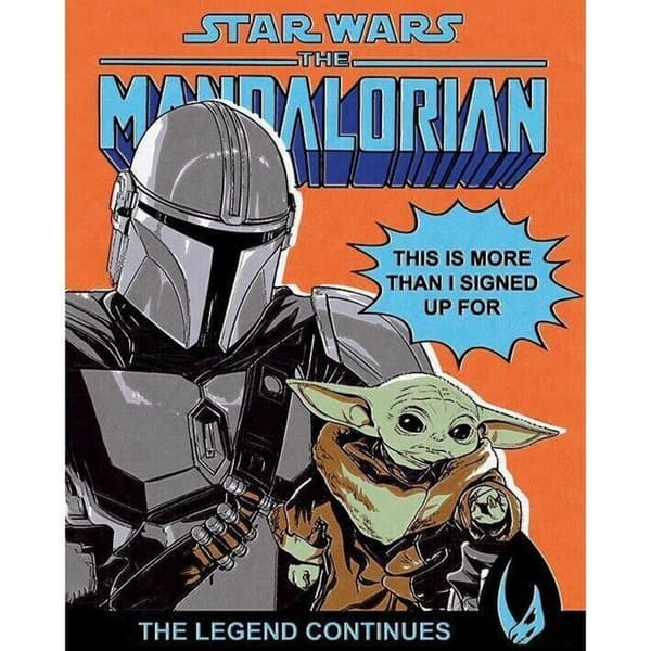 Star Wars: The Mandalorian This Is More Than I Signed Up For Canvas Print Orange/Black/Blue/Blue 40cm x 50cm