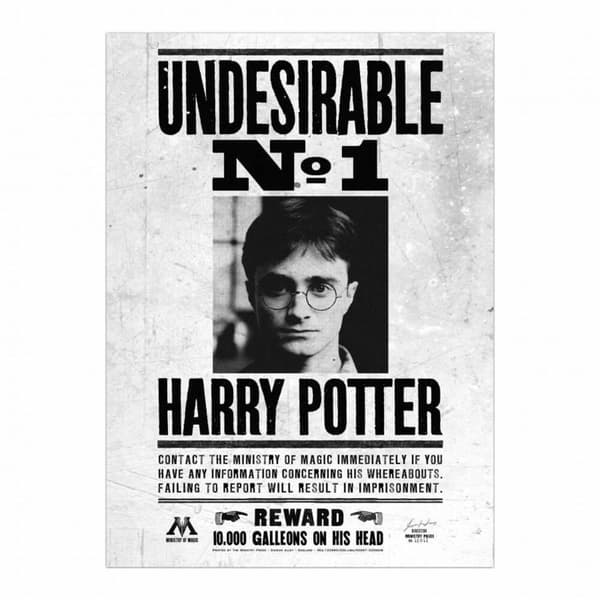 Harry Potter Uønsket nr. 1 Indrammet lærredsudtryk Black/White 80cm x 60cm