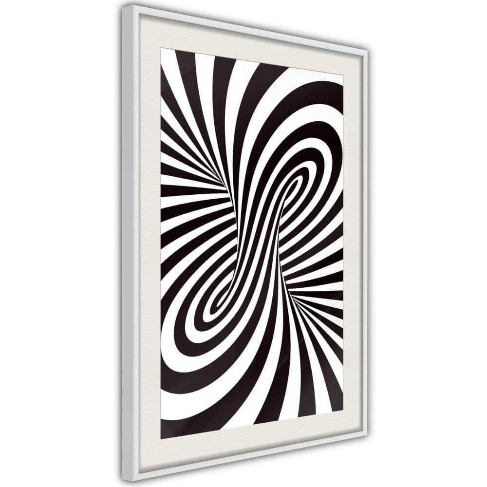 Inramad Poster / Tavla - Black and White Swirl