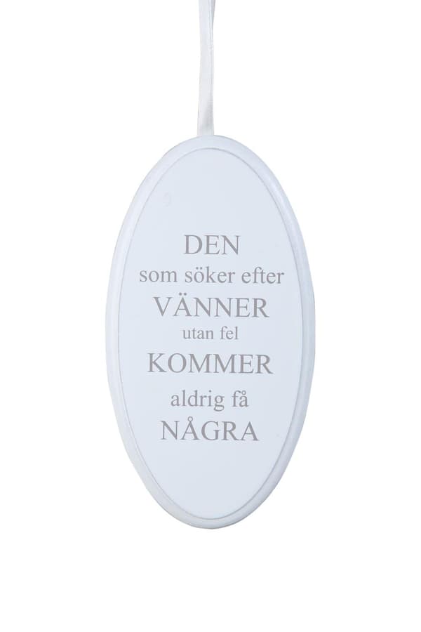 Skylt Vänner Vit 15x8 cm