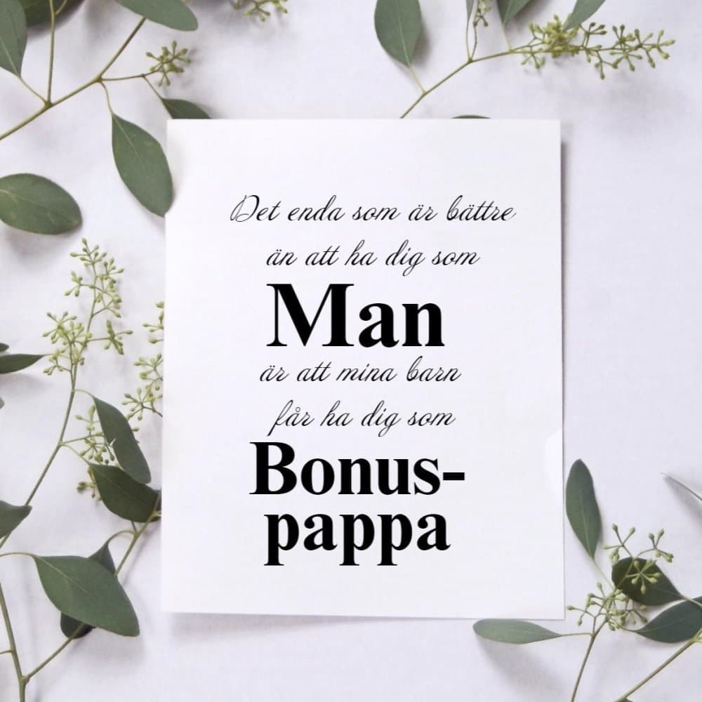 Poster Ha dig som man - bonuspappa a4 present julklapp poster