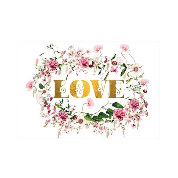 Summer Thornton Love Print Gold/Pink/Green 30cm x 40cm