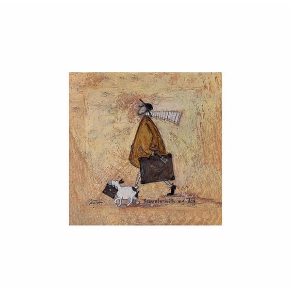 Sam Toft Travels With The Dog Print Brown/Yellow/White 30cm x 30cm