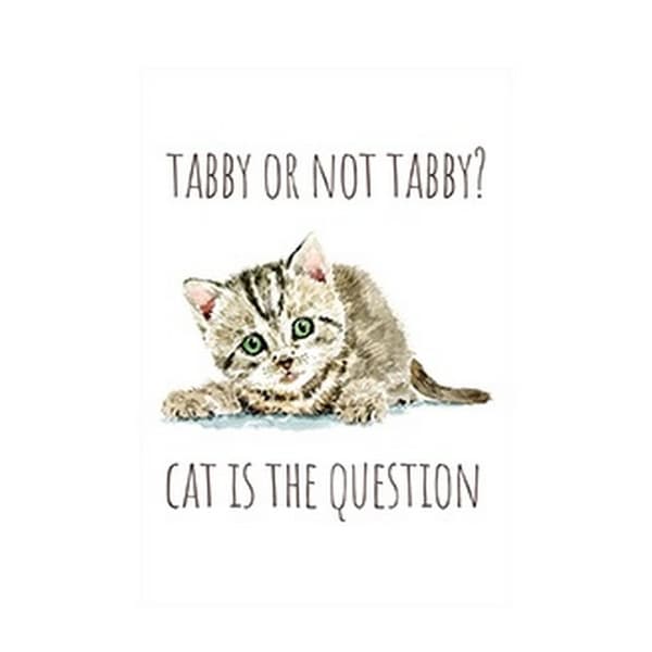 Louise Nisbet Tabby kat print White/Brown 40cm x 30cm