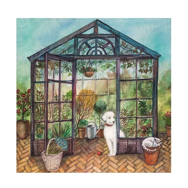 Joe Ramm Blomsterbed Print Green/Brown/Blue 40cm x 40cm