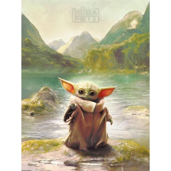 Star Wars: The Book Of Boba Fett Grogu Framed Canvas Print Green 80cm x 60cm
