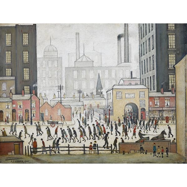 L.S. Lowry Coming From The Mill 1930 Indrammet lærredsprint Multicoloured 40cm x 50cm