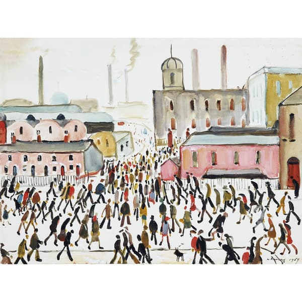 L.S. Lowry Going To Work 1959 Printed Framed Canvas Print