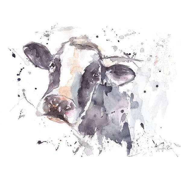 Jennifer Rose Moo Cow Framed Canvas Print Black/White 30cm x 40cm