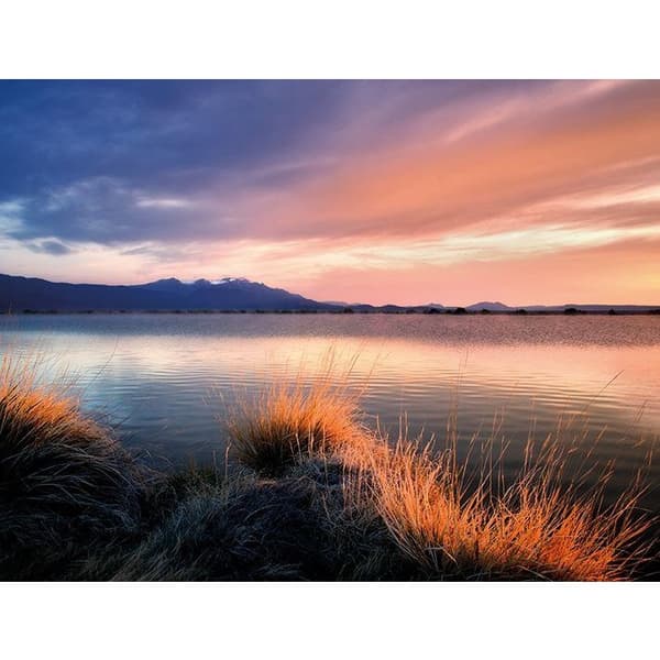 Dennis Frates Sunrise On Borax Pond Framed Canvas Print Blue/Orange 50cm x 40cm