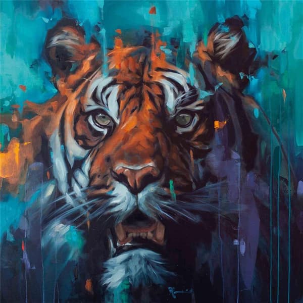 Frank Pretorius Rinsi den Almægtige lærredsudskrift Blue/Brown 60cm x 60cm