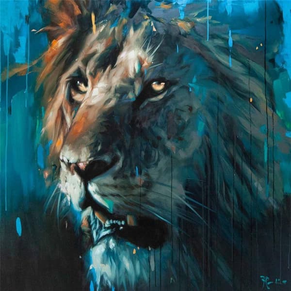 Frank Pretorius Lion Framed Canvas Print