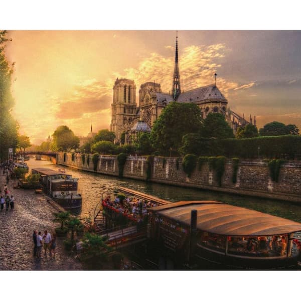 Pyramid International Cathedrale Notre-Dame De Paris Canvas Print Green/Yellow 50cm x 40cm