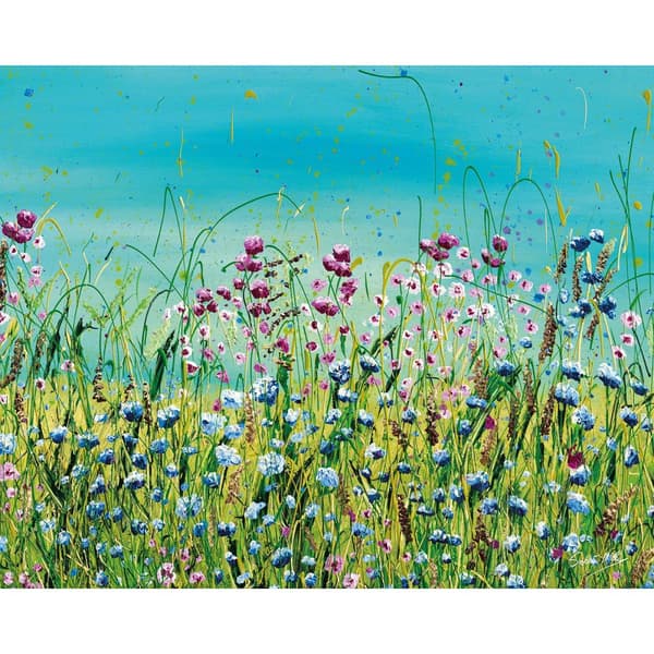 Siobhan McEvoy Love & Joy Canvas Print Green/Blue/Pink 80cm x 60cm
