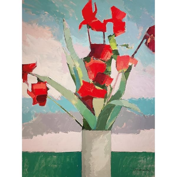 Paul Donaghy Red Irises Canvas Print
