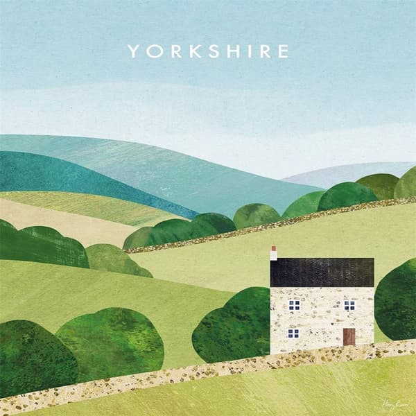 Henry Rivers Yorkshire Canvas Print Blue/Green/Cream 50cm x 40cm