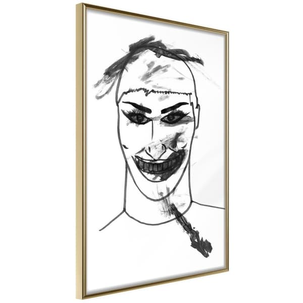 Inramad Poster / Tavla - Scary Clown Guldram 40x60