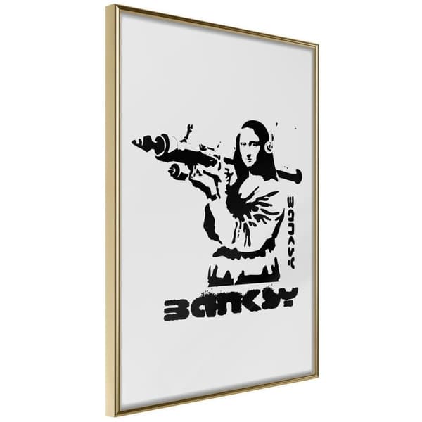 Inramad Poster / Tavla - Banksy: Mona Lisa with Bazooka I