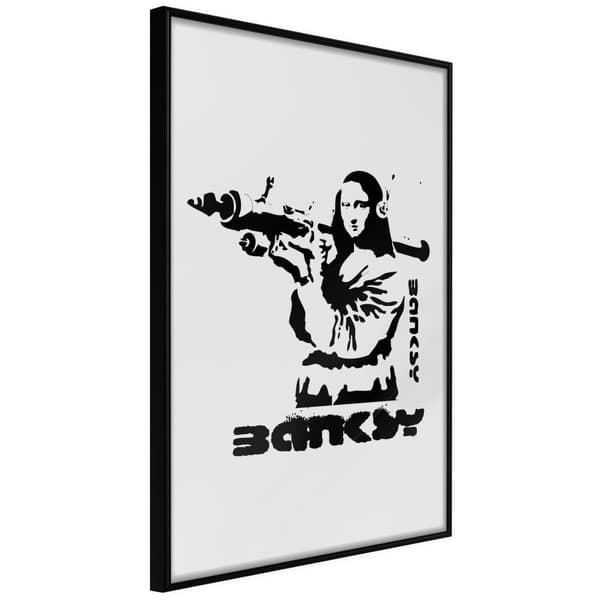 Inramad Poster / Tavla - Banksy: Mona Lisa with Bazooka I