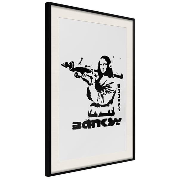 Inramad Poster / Tavla - Banksy: Mona Lisa with Bazooka I