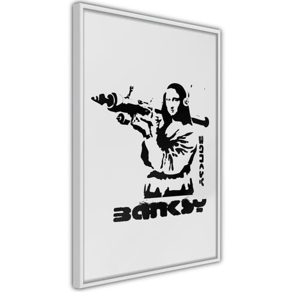 Inramad Poster / Tavla - Banksy: Mona Lisa with Bazooka I