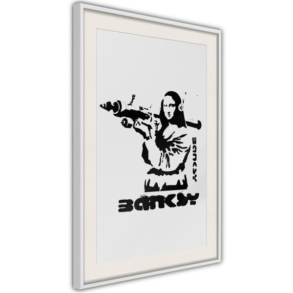 Inramad Poster / Tavla - Banksy: Mona Lisa with Bazooka I