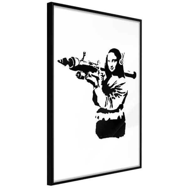 Inramad Poster / Tavla - Banksy: Mona Lisa with Bazooka II