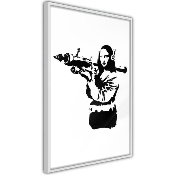 Inramad Poster / Tavla - Banksy: Mona Lisa with Bazooka II