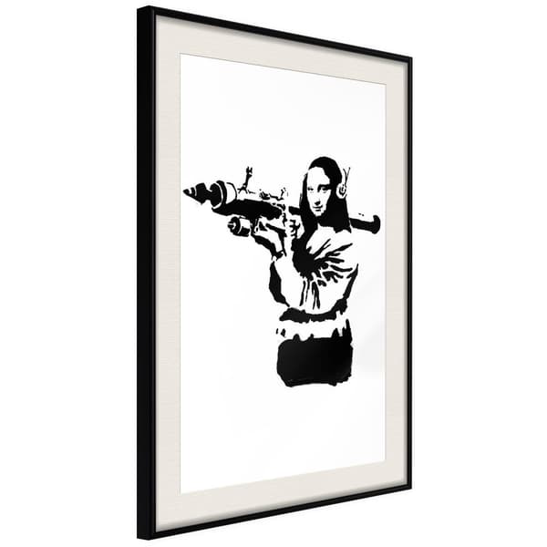 Inramad Poster / Tavla - Banksy: Mona Lisa with Bazooka II