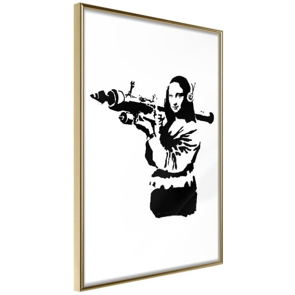 Inramad Poster / Tavla - Banksy: Mona Lisa with Bazooka II