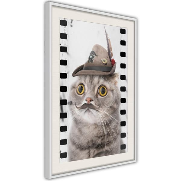 Inramad Poster / Tavla - Dressed Up Cat Vit ram med passepartout 30x45
