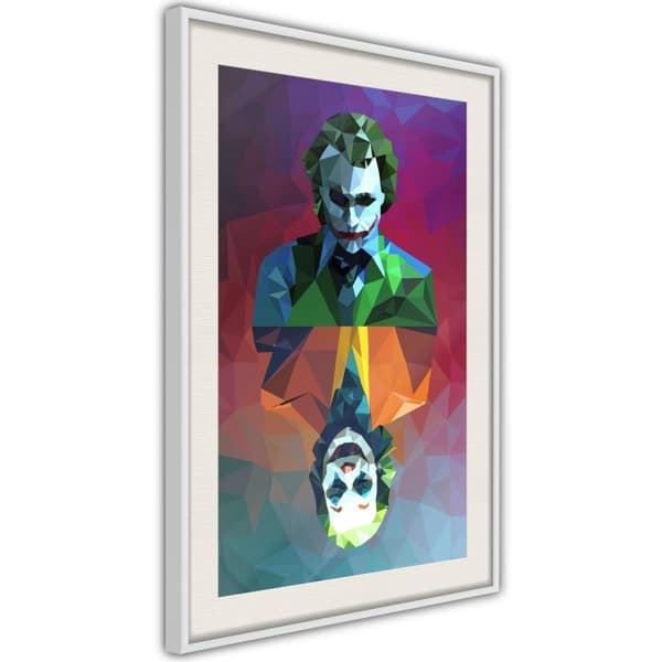 Inramad Poster / Tavla - Two Faces of a Villain Vit ram med passepartout 30x45