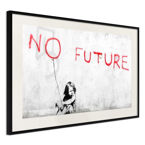 Inramad Poster / Tavla - Banksy: No Future Svart ram med passepartout 90x60