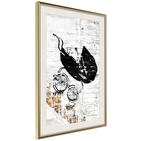 Inramad Poster / Tavla - Banksy: Baby Stroller