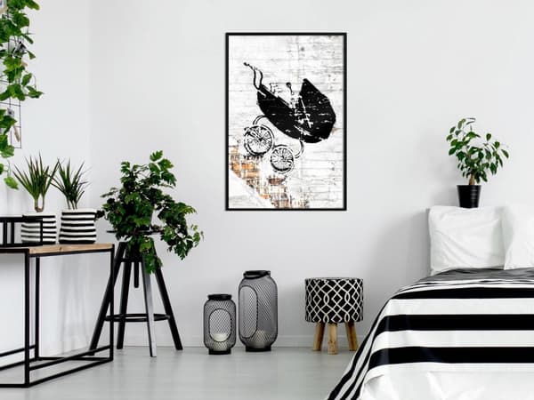 Inramad Poster / Tavla - Banksy: Baby Stroller