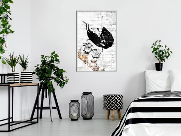 Inramad Poster / Tavla - Banksy: Baby Stroller