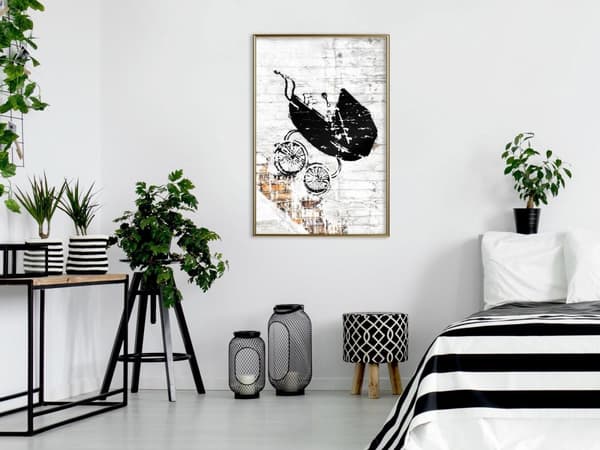 Inramad Poster / Tavla - Banksy: Baby Stroller
