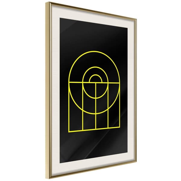 Inramad Poster / Tavla - Yellow Lines Guldram med passepartout 30x45
