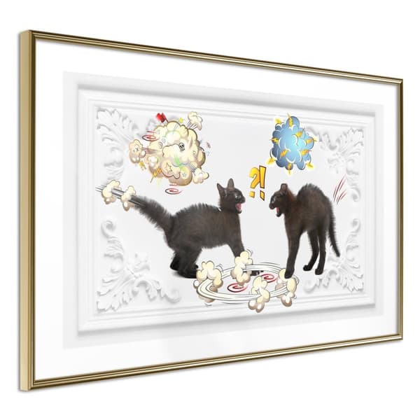Inramad Poster / Tavla - Cat Fight