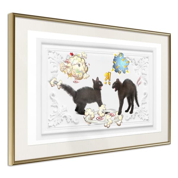 Inramad Poster / Tavla - Cat Fight