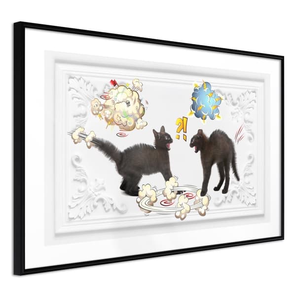Inramad Poster / Tavla - Cat Fight