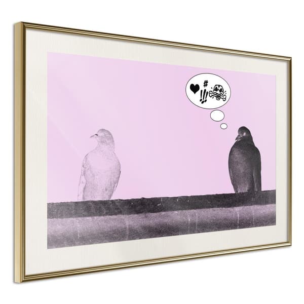 Inramad Poster / Tavla - Rough Love Guldram med passepartout 60x40