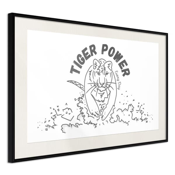 Inramad Poster / Tavla - Inner Tiger Svart ram med passepartout 30x20