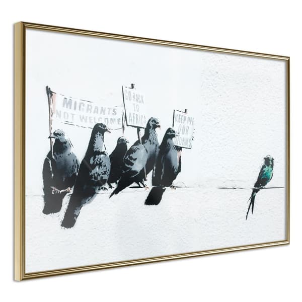 Inramad Poster / Tavla - Banksy: Pigeons