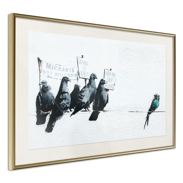 Inramad Poster / Tavla - Banksy: Pigeons