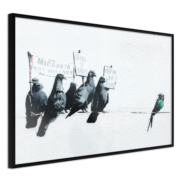 Inramad Poster / Tavla - Banksy: Pigeons Svart ram 30x20